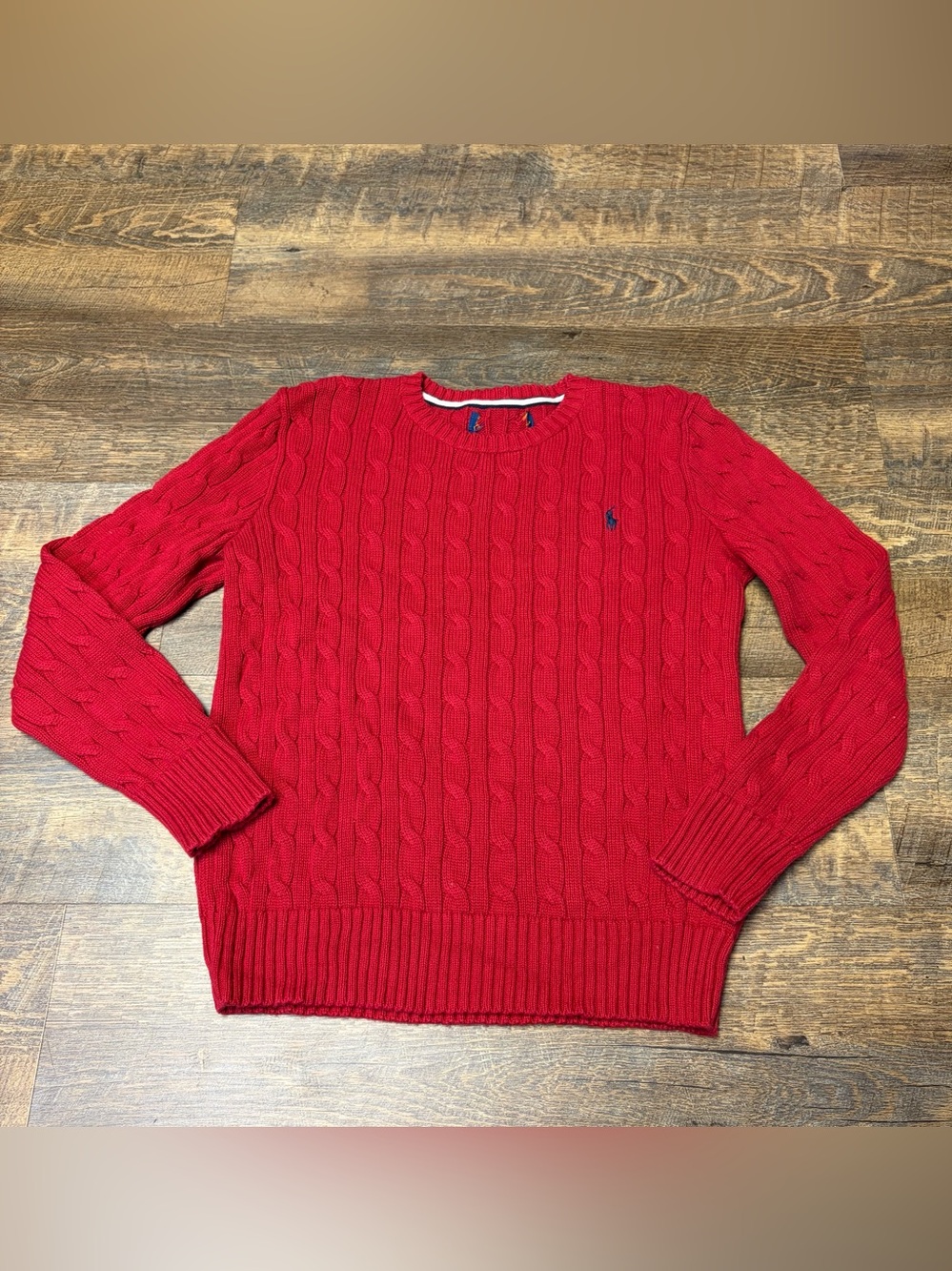 Polo Ralph Lauren Cotton Cable Knit Crew Neck Sweater Red Women’s Medium